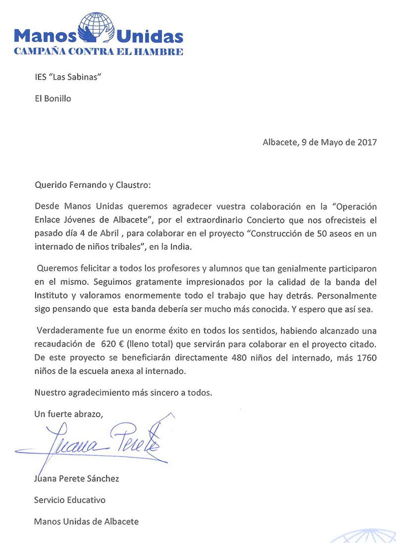 carta manos unidas