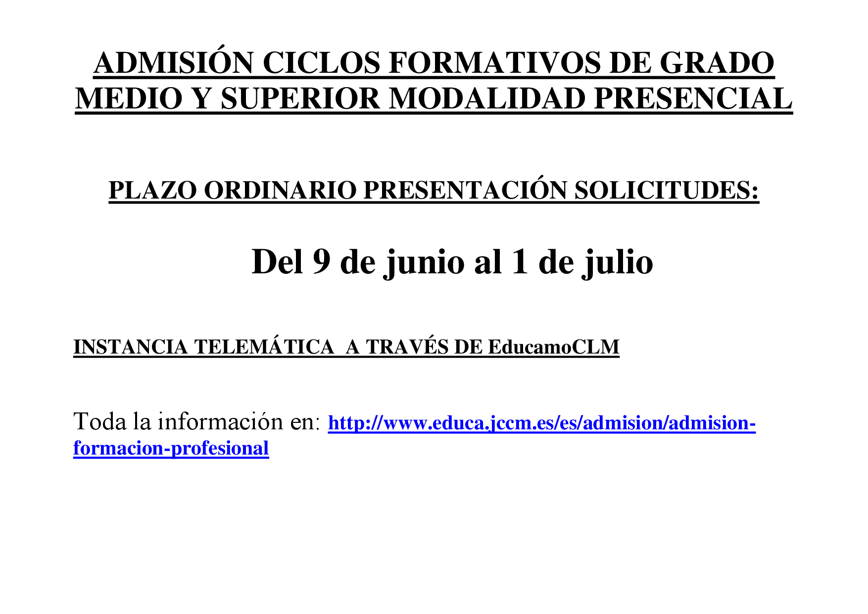 ADMISIÓN CICLOS FORMATIVOS DE GRADO MEDIO Y SUPERIOR 22 23