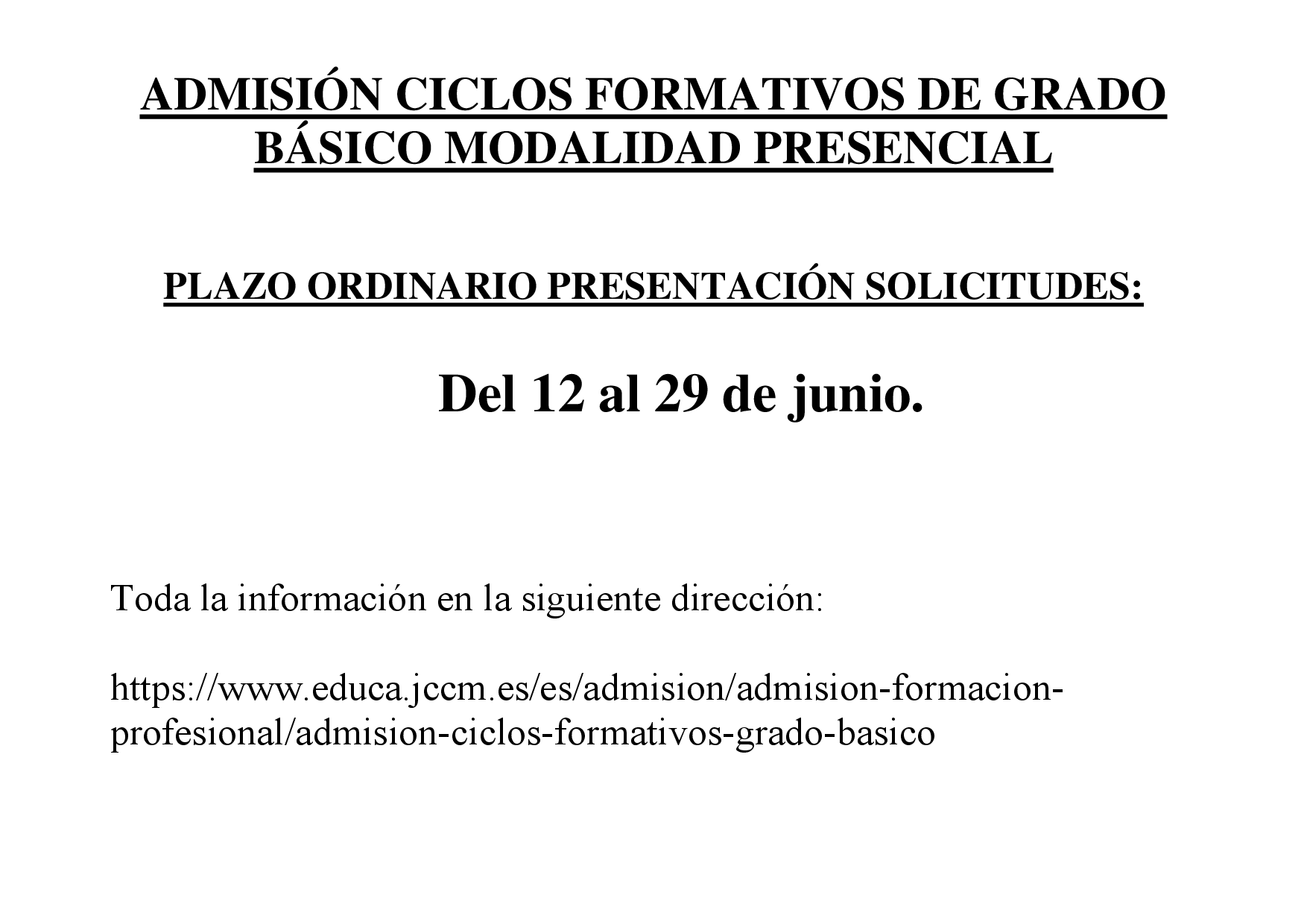 ADMISIÓN CICLOS FORMATIVOS DE GRADO baSICO 23 24